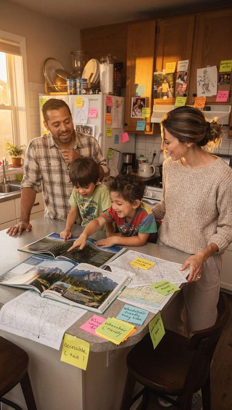 Rodzina ciesząca się wspólnym czasem podczas podróży na plaży.